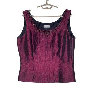 Tahari Arthur S. Levine  Beaded Top 10 Burgundy Black Satin Fairy Goth Witchy